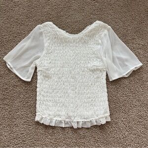 Women's Abercrombie White Smocked Short Sleeve Top